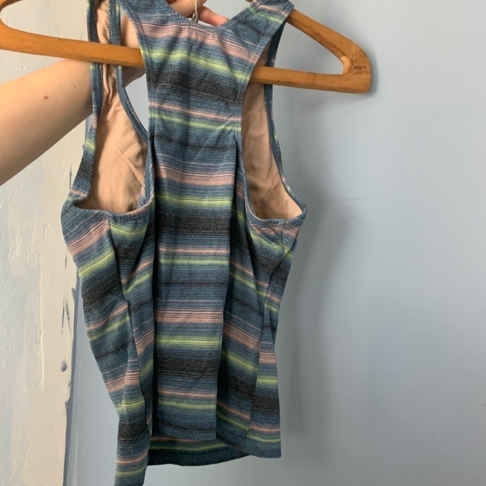 Blue Striped Racer Back Tank Top - Picture 5 of 5